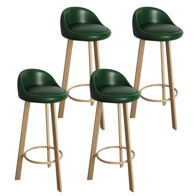 32.5" Fabric Indoor Bar Stools Contemporary Bar Height Barstool Blackish Green Wood 4 Piece Set Clearhalo 'Bar Furniture' 'Bar Stools' 'bar_stools' 'furn' 'furn_bar_stools' 'furniture_bar_stools' 'Kitchen & Dining Furniture' 'kitchen&dining_furn' 'kitchen' 'kitchen_furn' Furniture' 4185148