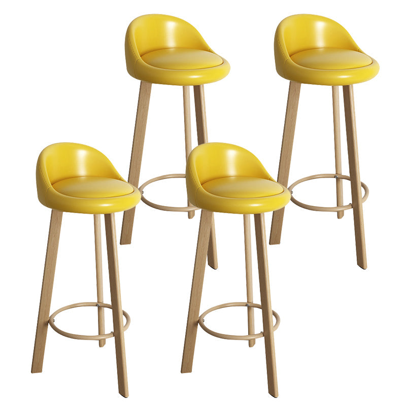 32.5" Fabric Indoor Bar Stools Contemporary Bar Height Barstool Yellow Wood 4 Piece Set Clearhalo 'Bar Furniture' 'Bar Stools' 'bar_stools' 'furn' 'furn_bar_stools' 'furniture_bar_stools' 'Kitchen & Dining Furniture' 'kitchen&dining_furn' 'kitchen' 'kitchen_furn' Furniture' 4185152