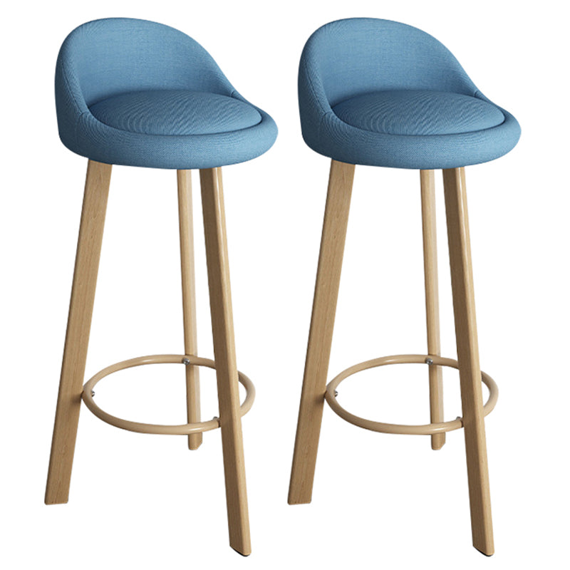 32.5" Fabric Indoor Bar Stools Contemporary Bar Height Barstool Blue Wood 2 Piece Set Clearhalo 'Bar Furniture' 'Bar Stools' 'bar_stools' 'furn' 'furn_bar_stools' 'furniture_bar_stools' 'Kitchen & Dining Furniture' 'kitchen&dining_furn' 'kitchen' 'kitchen_furn' Furniture' 4185165