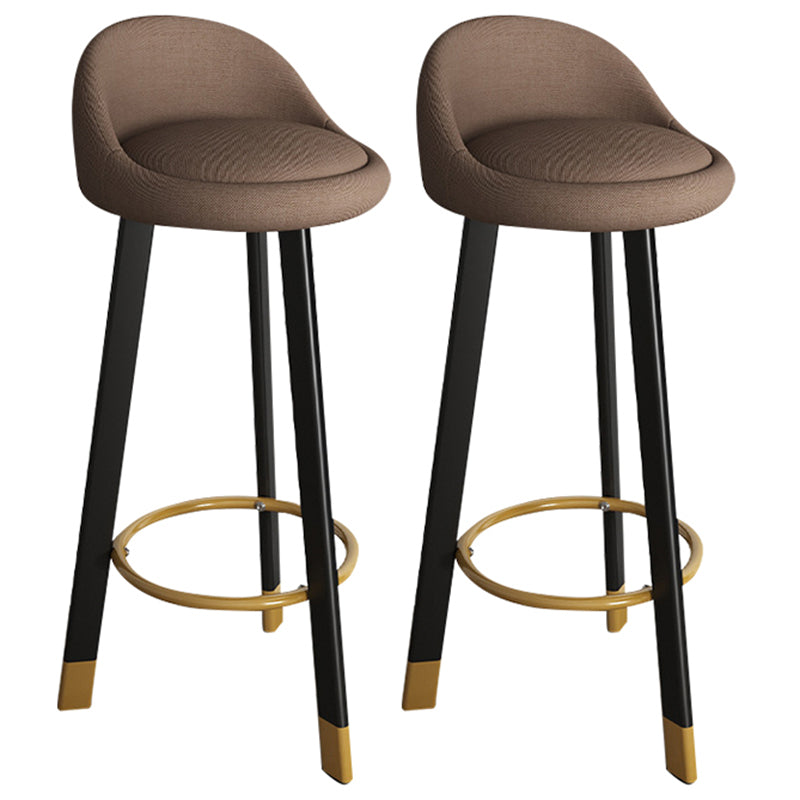 32.5" Fabric Indoor Bar Stools Contemporary Bar Height Barstool Brown Black 2 Piece Set Clearhalo 'Bar Furniture' 'Bar Stools' 'bar_stools' 'furn' 'furn_bar_stools' 'furniture_bar_stools' 'Kitchen & Dining Furniture' 'kitchen&dining_furn' 'kitchen' 'kitchen_furn' Furniture' 4185169