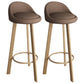 32.5" Fabric Indoor Bar Stools Contemporary Bar Height Barstool Brown Wood 2 Piece Set Clearhalo 'Bar Furniture' 'Bar Stools' 'bar_stools' 'furn' 'furn_bar_stools' 'furniture_bar_stools' 'Kitchen & Dining Furniture' 'kitchen&dining_furn' 'kitchen' 'kitchen_furn' Furniture' 4185170