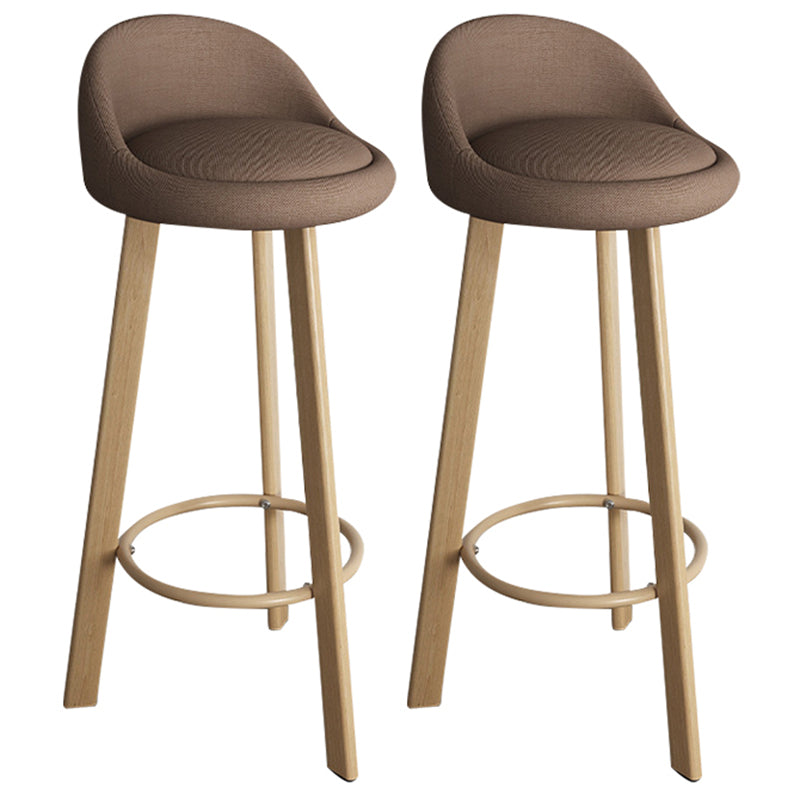 32.5" Fabric Indoor Bar Stools Contemporary Bar Height Barstool Brown Wood 2 Piece Set Clearhalo 'Bar Furniture' 'Bar Stools' 'bar_stools' 'furn' 'furn_bar_stools' 'furniture_bar_stools' 'Kitchen & Dining Furniture' 'kitchen&dining_furn' 'kitchen' 'kitchen_furn' Furniture' 4185170