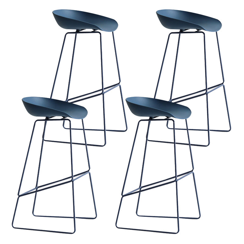 Modern Plastic Counter & Bar Stool Bucket Footrest Stool for Coffee Shop Blue 4 Piece Set Bar Stool(30"H) Clearhalo 'Bar Furniture' 'Bar Stools' 'bar_stools' 'furn' 'furn_bar_stools' 'furniture_bar_stools' 'Kitchen & Dining Furniture' 'kitchen&dining_furn' 'kitchen' 'kitchen_furn' Furniture' 4185173