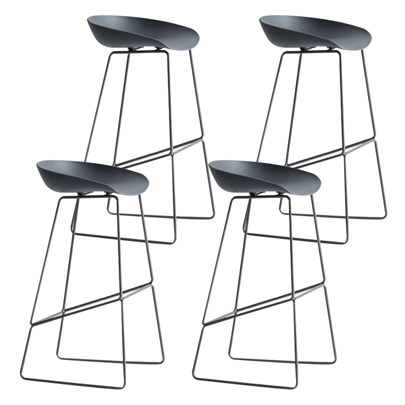 Modern Plastic Counter & Bar Stool Bucket Footrest Stool for Coffee Shop Grey 4 Piece Set Clearhalo 'Bar Furniture' 'Bar Stools' 'bar_stools' 'furn' 'furn_bar_stools' 'furniture_bar_stools' 'Kitchen & Dining Furniture' 'kitchen&dining_furn' 'kitchen' 'kitchen_furn' Furniture' 4185174