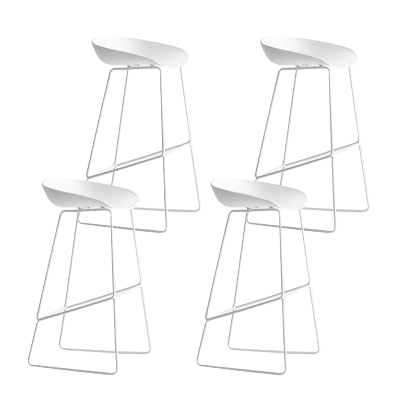 Modern Plastic Counter & Bar Stool Bucket Footrest Stool for Coffee Shop White 4 Piece Set Clearhalo 'Bar Furniture' 'Bar Stools' 'bar_stools' 'furn' 'furn_bar_stools' 'furniture_bar_stools' 'Kitchen & Dining Furniture' 'kitchen&dining_furn' 'kitchen' 'kitchen_furn' Furniture' 4185180