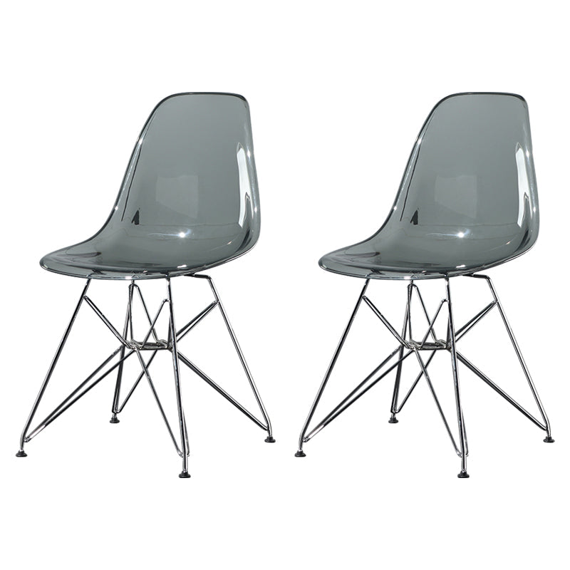 Contemporary Style Kitchen Metal Dining Chairs Armless Dining Side Chairs Grey Set of 2 Clearhalo ' kitchen&dining_furn' 'Dining Chairs' 'Dining Tables & Seating' 'dining_chair' 'Furniture' 'furniture_dining_chair' 'Kitchen & Dining Furniture' 'kitchen' 4186025