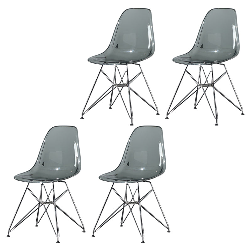 Contemporary Style Kitchen Metal Dining Chairs Armless Dining Side Chairs Grey Set of 4 Clearhalo ' kitchen&dining_furn' 'Dining Chairs' 'Dining Tables & Seating' 'dining_chair' 'Furniture' 'furniture_dining_chair' 'Kitchen & Dining Furniture' 'kitchen' 4186027