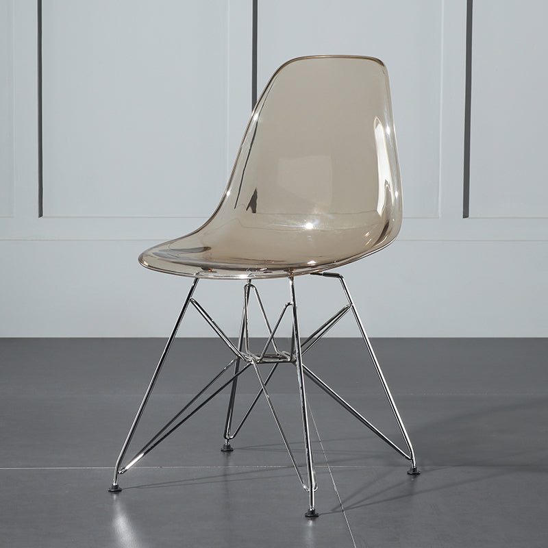 Contemporary Style Kitchen Metal Dining Chairs Armless Dining Side Chairs Brown 1 Piece Clearhalo ' kitchen&dining_furn' 'Dining Chairs' 'Dining Tables & Seating' 'dining_chair' 'Furniture' 'furniture_dining_chair' 'Kitchen & Dining Furniture' 'kitchen' 4186029