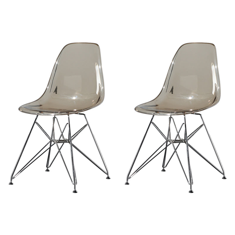 Contemporary Style Kitchen Metal Dining Chairs Armless Dining Side Chairs Brown Set of 2 Clearhalo ' kitchen&dining_furn' 'Dining Chairs' 'Dining Tables & Seating' 'dining_chair' 'Furniture' 'furniture_dining_chair' 'Kitchen & Dining Furniture' 'kitchen' 4186031