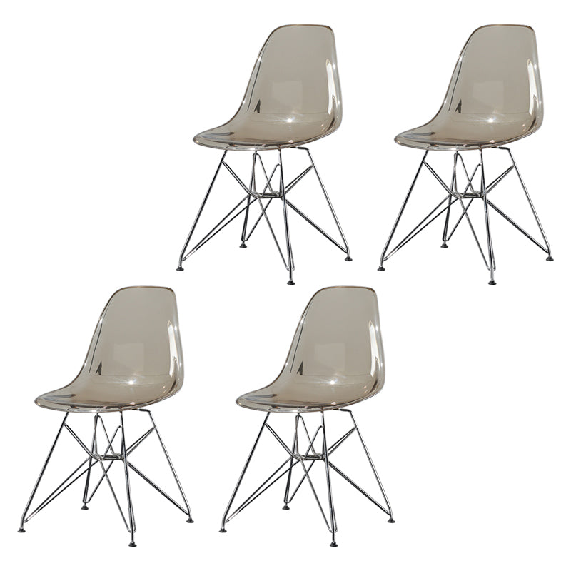 Contemporary Style Kitchen Metal Dining Chairs Armless Dining Side Chairs Brown Set of 4 Clearhalo ' kitchen&dining_furn' 'Dining Chairs' 'Dining Tables & Seating' 'dining_chair' 'Furniture' 'furniture_dining_chair' 'Kitchen & Dining Furniture' 'kitchen' 4186033