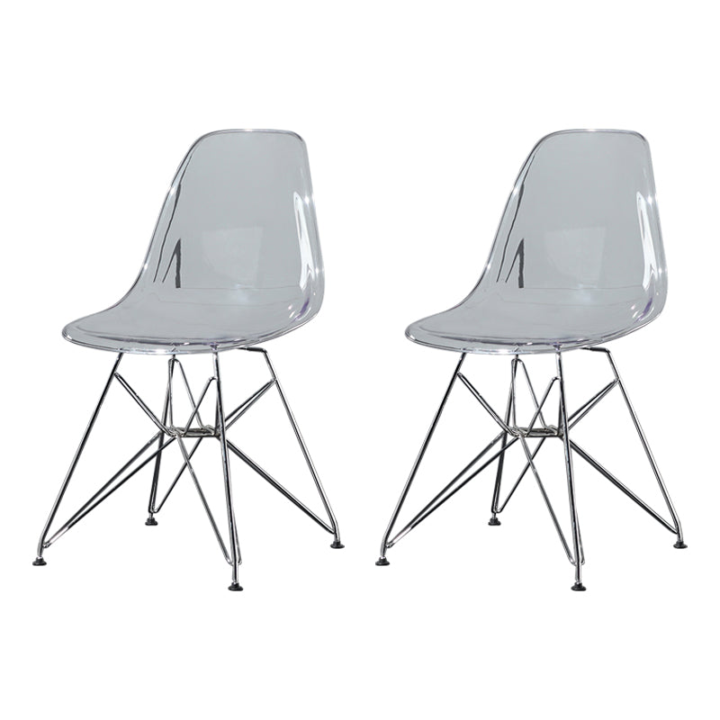 Contemporary Style Kitchen Metal Dining Chairs Armless Dining Side Chairs Clear Set of 2 Clearhalo ' kitchen&dining_furn' 'Dining Chairs' 'Dining Tables & Seating' 'dining_chair' 'Furniture' 'furniture_dining_chair' 'Kitchen & Dining Furniture' 'kitchen' 4186037