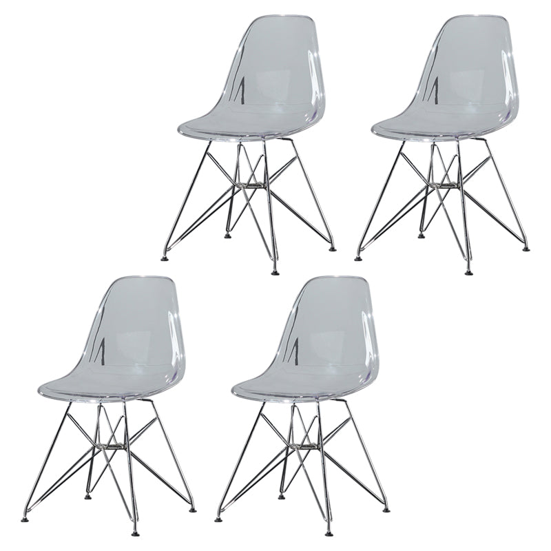 Contemporary Style Kitchen Metal Dining Chairs Armless Dining Side Chairs Clear Set of 4 Clearhalo ' kitchen&dining_furn' 'Dining Chairs' 'Dining Tables & Seating' 'dining_chair' 'Furniture' 'furniture_dining_chair' 'Kitchen & Dining Furniture' 'kitchen' 4186038