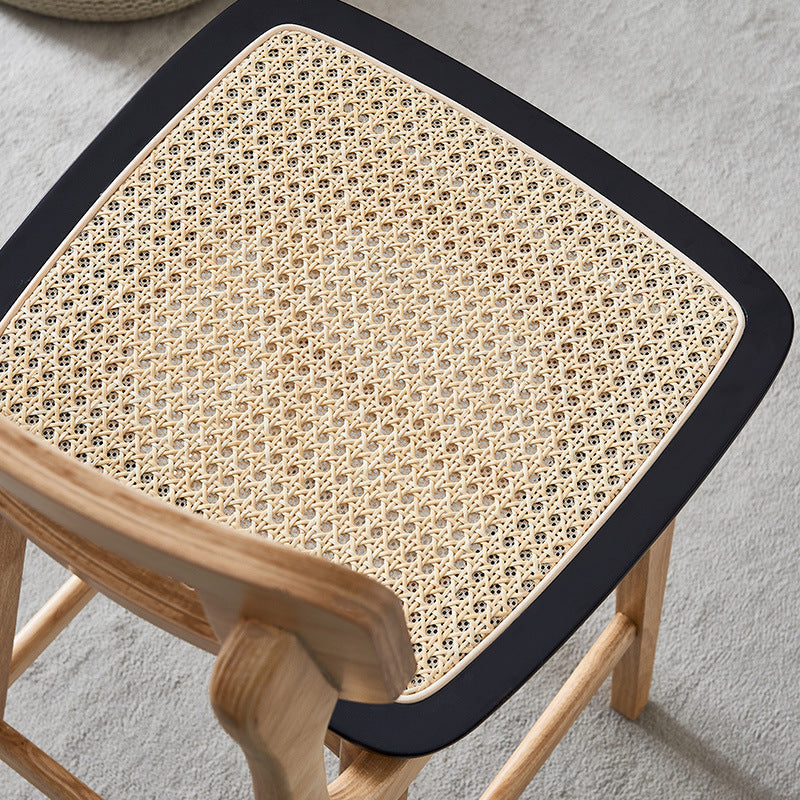 Rattan Modern Square Bar Stool Indoor Footrest Low Back Counter with Wood Legs Clearhalo 'Bar Furniture' 'Bar Stools' 'bar_stools' 'furn' 'furn_bar_stools' 'furniture_bar_stools' 'Kitchen & Dining Furniture' 'kitchen&dining_furn' 'kitchen' 'kitchen_furn' Furniture' 4186056