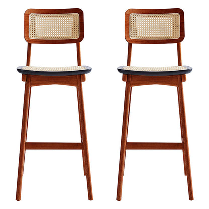 Rattan Modern Square Bar Stool Indoor Footrest Low Back Counter with Wood Legs Tan 2 Piece Set Clearhalo 'Bar Furniture' 'Bar Stools' 'bar_stools' 'furn' 'furn_bar_stools' 'furniture_bar_stools' 'Kitchen & Dining Furniture' 'kitchen&dining_furn' 'kitchen' 'kitchen_furn' Furniture' 4186057