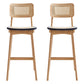 Rattan Modern Square Bar Stool Indoor Footrest Low Back Counter with Wood Legs Wood 2 Piece Set Clearhalo 'Bar Furniture' 'Bar Stools' 'bar_stools' 'furn' 'furn_bar_stools' 'furniture_bar_stools' 'Kitchen & Dining Furniture' 'kitchen&dining_furn' 'kitchen' 'kitchen_furn' Furniture' 4186059