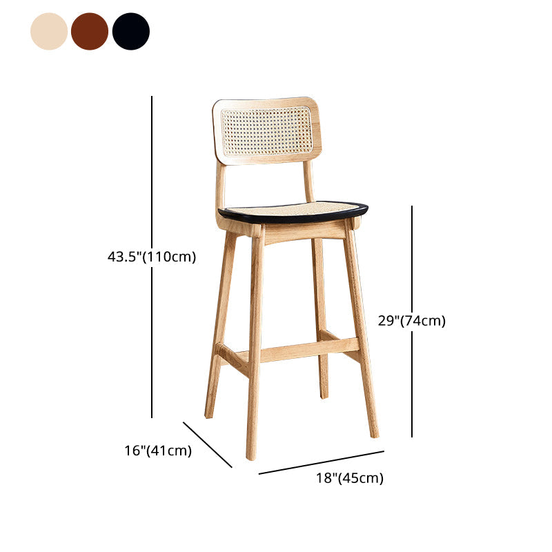 Rattan Modern Square Bar Stool Indoor Footrest Low Back Counter with Wood Legs Clearhalo 'Bar Furniture' 'Bar Stools' 'bar_stools' 'furn' 'furn_bar_stools' 'furniture_bar_stools' 'Kitchen & Dining Furniture' 'kitchen&dining_furn' 'kitchen' 'kitchen_furn' Furniture' 4186064