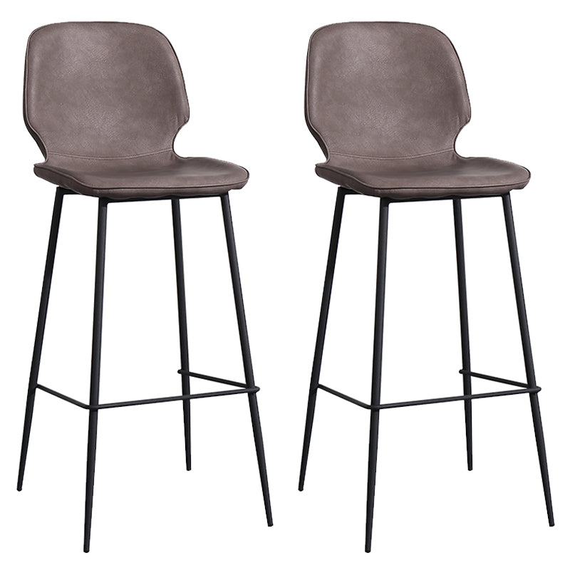 Leather Footrest Counter Stool Contemporary Buckets Low Back Bar Stool with Cushion Dark Brown 2 Piece Set Clearhalo 'Bar Furniture' 'Bar Stools' 'bar_stools' 'furn' 'furn_bar_stools' 'furniture_bar_stools' 'Kitchen & Dining Furniture' 'kitchen&dining_furn' 'kitchen' 'kitchen_furn' Furniture' 4186095