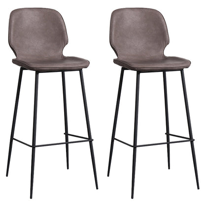 Leather Footrest Counter Stool Contemporary Buckets Low Back Bar Stool with Cushion Dark Brown 2 Piece Set Clearhalo 'Bar Furniture' 'Bar Stools' 'bar_stools' 'furn' 'furn_bar_stools' 'furniture_bar_stools' 'Kitchen & Dining Furniture' 'kitchen&dining_furn' 'kitchen' 'kitchen_furn' Furniture' 4186095