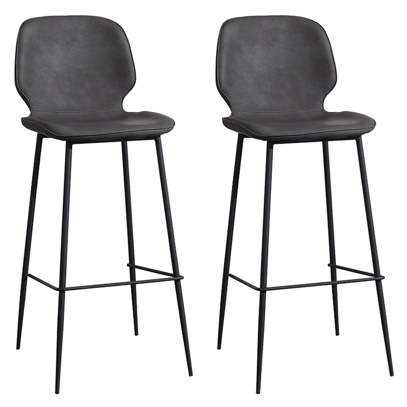 Leather Footrest Counter Stool Contemporary Buckets Low Back Bar Stool with Cushion Dark Gray 2 Piece Set Clearhalo 'Bar Furniture' 'Bar Stools' 'bar_stools' 'furn' 'furn_bar_stools' 'furniture_bar_stools' 'Kitchen & Dining Furniture' 'kitchen&dining_furn' 'kitchen' 'kitchen_furn' Furniture' 4186096