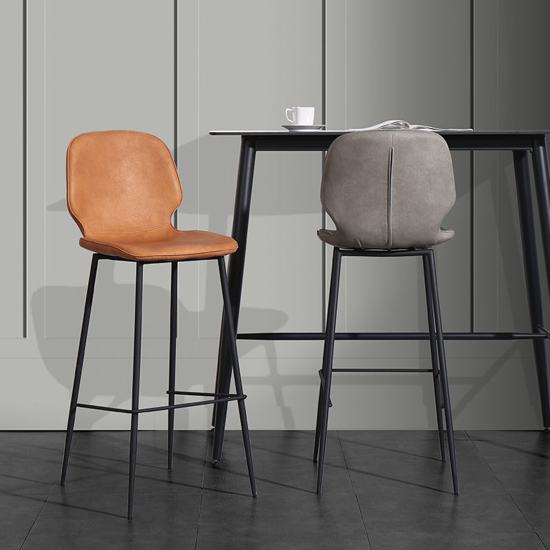 Leather Footrest Counter Stool Contemporary Buckets Low Back Bar Stool with Cushion Clearhalo 'Bar Furniture' 'Bar Stools' 'bar_stools' 'furn' 'furn_bar_stools' 'furniture_bar_stools' 'Kitchen & Dining Furniture' 'kitchen&dining_furn' 'kitchen' 'kitchen_furn' Furniture' 4186097