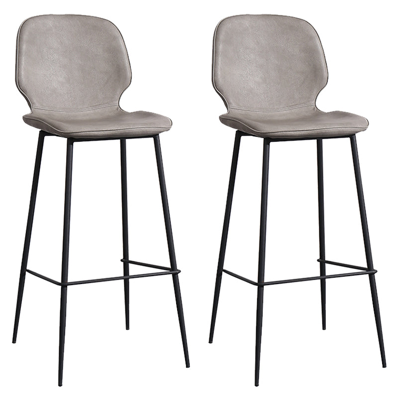 Leather Footrest Counter Stool Contemporary Buckets Low Back Bar Stool with Cushion Light Gray 2 Piece Set Clearhalo 'Bar Furniture' 'Bar Stools' 'bar_stools' 'furn' 'furn_bar_stools' 'furniture_bar_stools' 'Kitchen & Dining Furniture' 'kitchen&dining_furn' 'kitchen' 'kitchen_furn' Furniture' 4186098