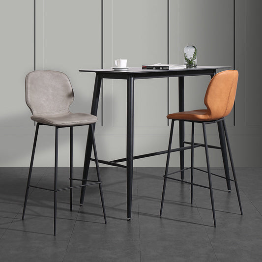 Leather Footrest Counter Stool Contemporary Buckets Low Back Bar Stool with Cushion Clearhalo 'Bar Furniture' 'Bar Stools' 'bar_stools' 'furn' 'furn_bar_stools' 'furniture_bar_stools' 'Kitchen & Dining Furniture' 'kitchen&dining_furn' 'kitchen' 'kitchen_furn' Furniture' 4186099