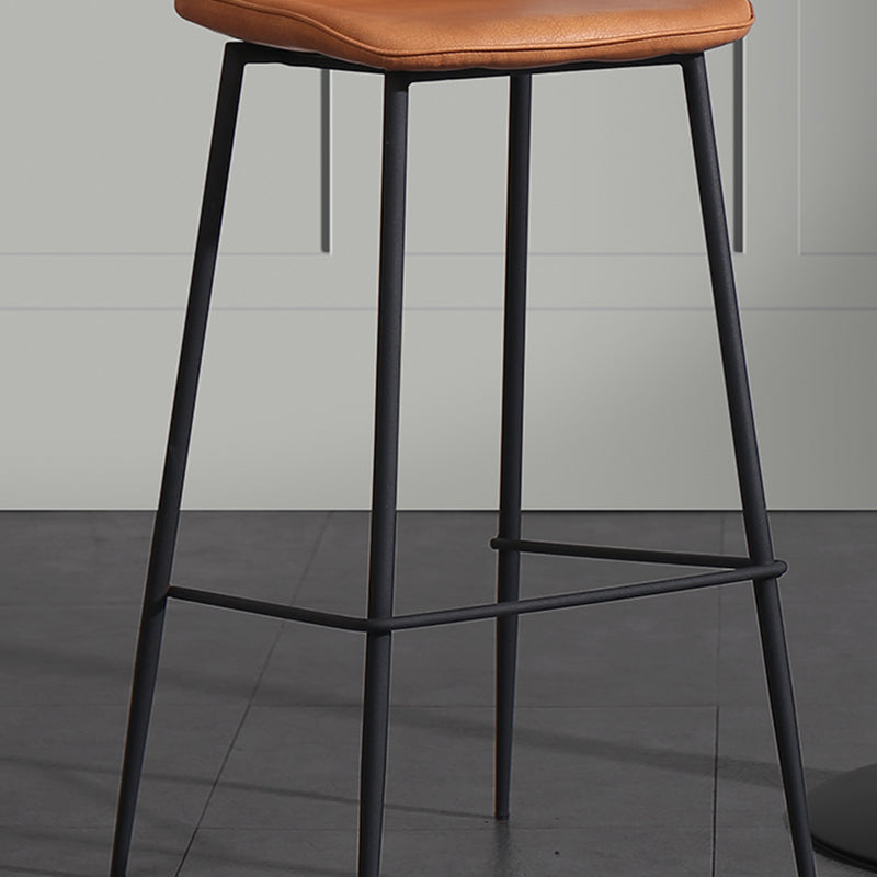 Leather Footrest Counter Stool Contemporary Buckets Low Back Bar Stool with Cushion Clearhalo 'Bar Furniture' 'Bar Stools' 'bar_stools' 'furn' 'furn_bar_stools' 'furniture_bar_stools' 'Kitchen & Dining Furniture' 'kitchen&dining_furn' 'kitchen' 'kitchen_furn' Furniture' 4186104