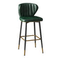 Contemporary Leather Bar Stool Buckets Indoor Low Back Stool with Steel Legs Blackish Green 1 Piece Bar Stool(30"H) Clearhalo 'Bar Furniture' 'Bar Stools' 'bar_stools' 'furn' 'furn_bar_stools' 'furniture_bar_stools' 'Kitchen & Dining Furniture' 'kitchen&dining_furn' 'kitchen' 'kitchen_furn' Furniture' 4186117
