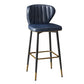 Contemporary Leather Bar Stool Buckets Indoor Low Back Stool with Steel Legs Navy Blue 1 Piece Bar Stool(30"H) Clearhalo 'Bar Furniture' 'Bar Stools' 'bar_stools' 'furn' 'furn_bar_stools' 'furniture_bar_stools' 'Kitchen & Dining Furniture' 'kitchen&dining_furn' 'kitchen' 'kitchen_furn' Furniture' 4186118