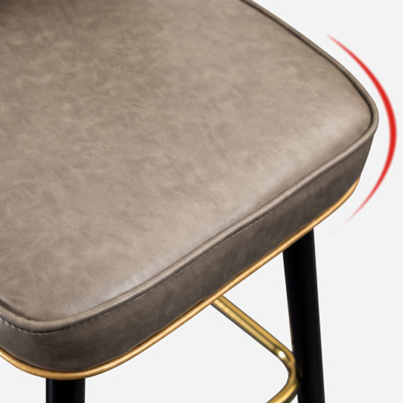 Contemporary Leather Bar Stool Buckets Indoor Low Back Stool with Steel Legs Clearhalo 'Bar Furniture' 'Bar Stools' 'bar_stools' 'furn' 'furn_bar_stools' 'furniture_bar_stools' 'Kitchen & Dining Furniture' 'kitchen&dining_furn' 'kitchen' 'kitchen_furn' Furniture' 4186120