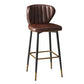 Contemporary Leather Bar Stool Buckets Indoor Low Back Stool with Steel Legs Red Brown 1 Piece Bar Stool(30"H) Clearhalo 'Bar Furniture' 'Bar Stools' 'bar_stools' 'furn' 'furn_bar_stools' 'furniture_bar_stools' 'Kitchen & Dining Furniture' 'kitchen&dining_furn' 'kitchen' 'kitchen_furn' Furniture' 4186123