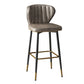 Contemporary Leather Bar Stool Buckets Indoor Low Back Stool with Steel Legs Light Gray 1 Piece Bar Stool(30"H) Clearhalo 'Bar Furniture' 'Bar Stools' 'bar_stools' 'furn' 'furn_bar_stools' 'furniture_bar_stools' 'Kitchen & Dining Furniture' 'kitchen&dining_furn' 'kitchen' 'kitchen_furn' Furniture' 4186125
