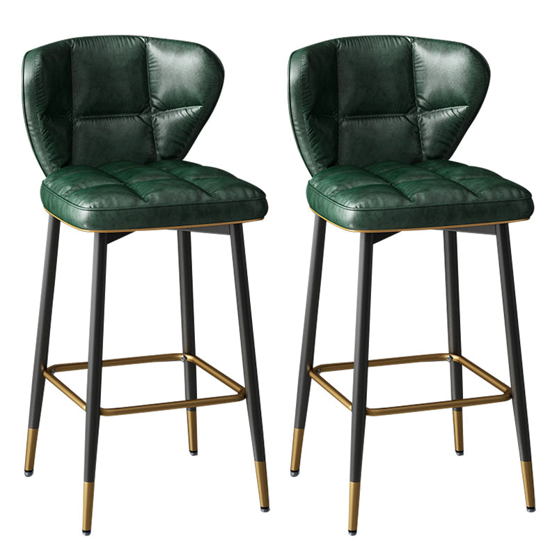 Contemporary Leather Bar Stool Buckets Indoor Low Back Stool with Steel Legs Blackish Green 2 Piece Set Counter Stool(26"H) Clearhalo 'Bar Furniture' 'Bar Stools' 'bar_stools' 'furn' 'furn_bar_stools' 'furniture_bar_stools' 'Kitchen & Dining Furniture' 'kitchen&dining_furn' 'kitchen' 'kitchen_furn' Furniture' 4186128