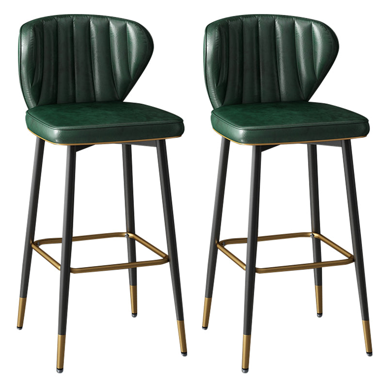 Contemporary Leather Bar Stool Buckets Indoor Low Back Stool with Steel Legs Blackish Green 2 Piece Set Bar Stool(30"H) Clearhalo 'Bar Furniture' 'Bar Stools' 'bar_stools' 'furn' 'furn_bar_stools' 'furniture_bar_stools' 'Kitchen & Dining Furniture' 'kitchen&dining_furn' 'kitchen' 'kitchen_furn' Furniture' 4186132