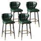 Contemporary Leather Bar Stool Buckets Indoor Low Back Stool with Steel Legs Blackish Green 4 Piece Set Counter Stool(26"H) Clearhalo 'Bar Furniture' 'Bar Stools' 'bar_stools' 'furn' 'furn_bar_stools' 'furniture_bar_stools' 'Kitchen & Dining Furniture' 'kitchen&dining_furn' 'kitchen' 'kitchen_furn' Furniture' 4186138