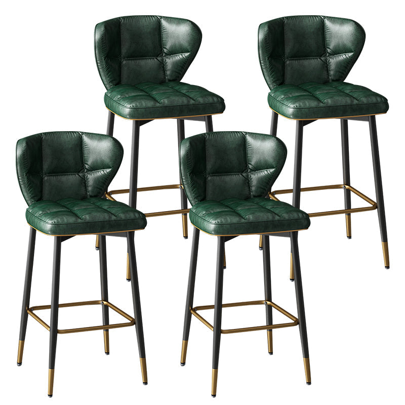 Contemporary Leather Bar Stool Buckets Indoor Low Back Stool with Steel Legs Blackish Green 4 Piece Set Counter Stool(26"H) Clearhalo 'Bar Furniture' 'Bar Stools' 'bar_stools' 'furn' 'furn_bar_stools' 'furniture_bar_stools' 'Kitchen & Dining Furniture' 'kitchen&dining_furn' 'kitchen' 'kitchen_furn' Furniture' 4186138