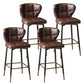 Contemporary Leather Bar Stool Buckets Indoor Low Back Stool with Steel Legs Red Brown 4 Piece Set Counter Stool(26"H) Clearhalo 'Bar Furniture' 'Bar Stools' 'bar_stools' 'furn' 'furn_bar_stools' 'furniture_bar_stools' 'Kitchen & Dining Furniture' 'kitchen&dining_furn' 'kitchen' 'kitchen_furn' Furniture' 4186140
