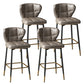 Contemporary Leather Bar Stool Buckets Indoor Low Back Stool with Steel Legs Light Gray 4 Piece Set Counter Stool(26"H) Clearhalo 'Bar Furniture' 'Bar Stools' 'bar_stools' 'furn' 'furn_bar_stools' 'furniture_bar_stools' 'Kitchen & Dining Furniture' 'kitchen&dining_furn' 'kitchen' 'kitchen_furn' Furniture' 4186141