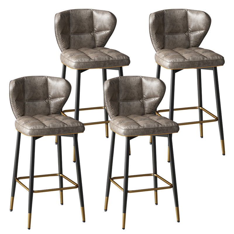 Contemporary Leather Bar Stool Buckets Indoor Low Back Stool with Steel Legs Light Gray 4 Piece Set Counter Stool(26"H) Clearhalo 'Bar Furniture' 'Bar Stools' 'bar_stools' 'furn' 'furn_bar_stools' 'furniture_bar_stools' 'Kitchen & Dining Furniture' 'kitchen&dining_furn' 'kitchen' 'kitchen_furn' Furniture' 4186141