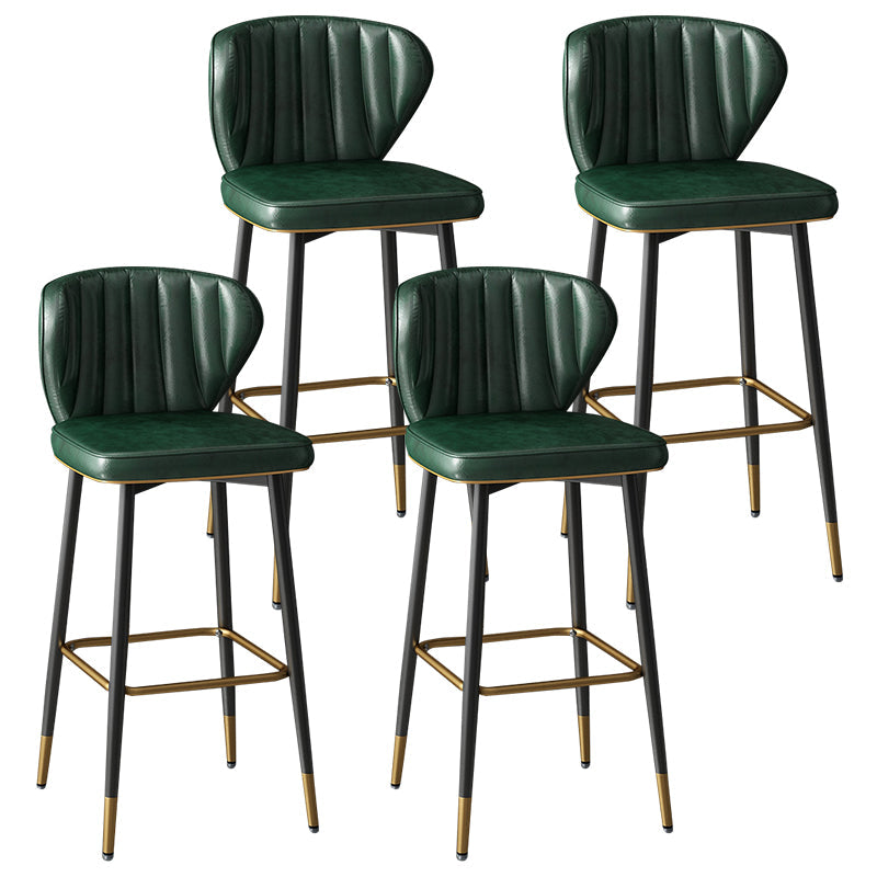 Contemporary Leather Bar Stool Buckets Indoor Low Back Stool with Steel Legs Blackish Green 4 Piece Set Bar Stool(30"H) Clearhalo 'Bar Furniture' 'Bar Stools' 'bar_stools' 'furn' 'furn_bar_stools' 'furniture_bar_stools' 'Kitchen & Dining Furniture' 'kitchen&dining_furn' 'kitchen' 'kitchen_furn' Furniture' 4186142