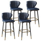 Contemporary Leather Bar Stool Buckets Indoor Low Back Stool with Steel Legs Navy Blue 4 Piece Set Bar Stool(30"H) Clearhalo 'Bar Furniture' 'Bar Stools' 'bar_stools' 'furn' 'furn_bar_stools' 'furniture_bar_stools' 'Kitchen & Dining Furniture' 'kitchen&dining_furn' 'kitchen' 'kitchen_furn' Furniture' 4186143