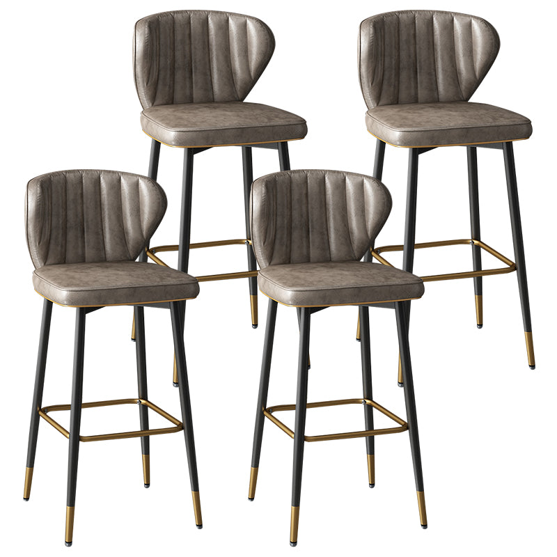 Contemporary Leather Bar Stool Buckets Indoor Low Back Stool with Steel Legs Light Gray 4 Piece Set Bar Stool(30"H) Clearhalo 'Bar Furniture' 'Bar Stools' 'bar_stools' 'furn' 'furn_bar_stools' 'furniture_bar_stools' 'Kitchen & Dining Furniture' 'kitchen&dining_furn' 'kitchen' 'kitchen_furn' Furniture' 4186146
