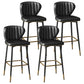 Contemporary Leather Bar Stool Buckets Indoor Low Back Stool with Steel Legs Black 4 Piece Set Bar Stool(30"H) Clearhalo 'Bar Furniture' 'Bar Stools' 'bar_stools' 'furn' 'furn_bar_stools' 'furniture_bar_stools' 'Kitchen & Dining Furniture' 'kitchen&dining_furn' 'kitchen' 'kitchen_furn' Furniture' 4186147