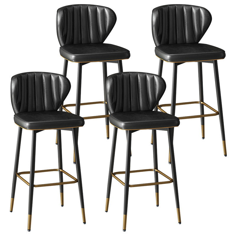 Contemporary Leather Bar Stool Buckets Indoor Low Back Stool with Steel Legs Black 4 Piece Set Bar Stool(30"H) Clearhalo 'Bar Furniture' 'Bar Stools' 'bar_stools' 'furn' 'furn_bar_stools' 'furniture_bar_stools' 'Kitchen & Dining Furniture' 'kitchen&dining_furn' 'kitchen' 'kitchen_furn' Furniture' 4186147