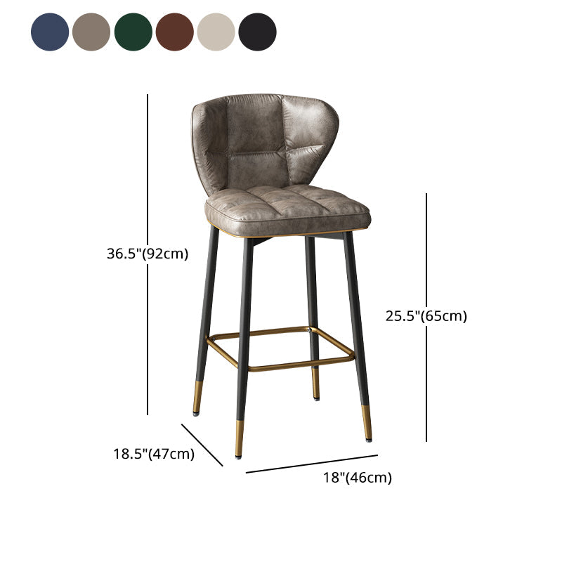 Contemporary Leather Bar Stool Buckets Indoor Low Back Stool with Steel Legs Clearhalo 'Bar Furniture' 'Bar Stools' 'bar_stools' 'furn' 'furn_bar_stools' 'furniture_bar_stools' 'Kitchen & Dining Furniture' 'kitchen&dining_furn' 'kitchen' 'kitchen_furn' Furniture' 4186148