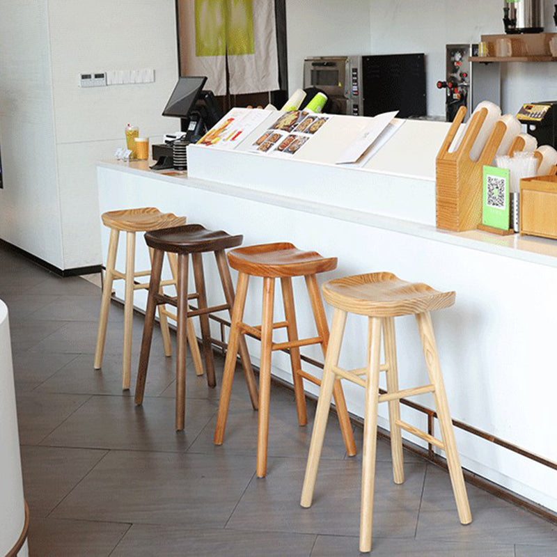Modern Wood Bar Stool Contoured Seat Backless Indoor Footrest Counter Stool Clearhalo 'Bar Furniture' 'Bar Stools' 'bar_stools' 'furn' 'furn_bar_stools' 'furniture_bar_stools' 'Kitchen & Dining Furniture' 'kitchen&dining_furn' 'kitchen' 'kitchen_furn' Furniture' 4186150