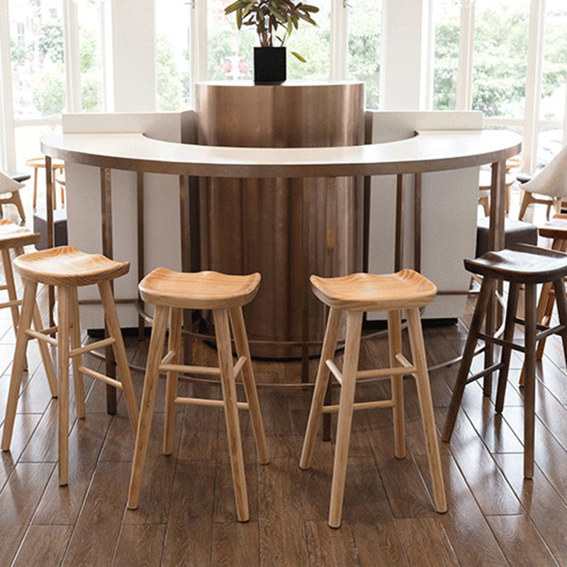 Modern Wood Bar Stool Contoured Seat Backless Indoor Footrest Counter Stool Clearhalo 'Bar Furniture' 'Bar Stools' 'bar_stools' 'furn' 'furn_bar_stools' 'furniture_bar_stools' 'Kitchen & Dining Furniture' 'kitchen&dining_furn' 'kitchen' 'kitchen_furn' Furniture' 4186153