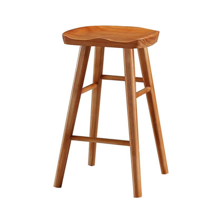 Modern Wood Bar Stool Contoured Seat Backless Indoor Footrest Counter Stool Distressed Wood 1 Piece Short Stool(22"H) Clearhalo 'Bar Furniture' 'Bar Stools' 'bar_stools' 'furn' 'furn_bar_stools' 'furniture_bar_stools' 'Kitchen & Dining Furniture' 'kitchen&dining_furn' 'kitchen' 'kitchen_furn' Furniture' 4186157