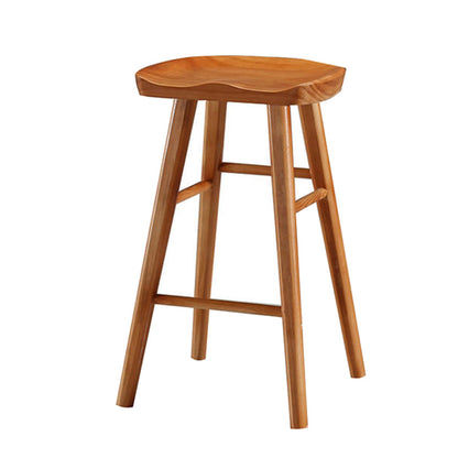 Modern Wood Bar Stool Contoured Seat Backless Indoor Footrest Counter Stool Distressed Wood 1 Piece Short Stool(22"H) Clearhalo 'Bar Furniture' 'Bar Stools' 'bar_stools' 'furn' 'furn_bar_stools' 'furniture_bar_stools' 'Kitchen & Dining Furniture' 'kitchen&dining_furn' 'kitchen' 'kitchen_furn' Furniture' 4186157