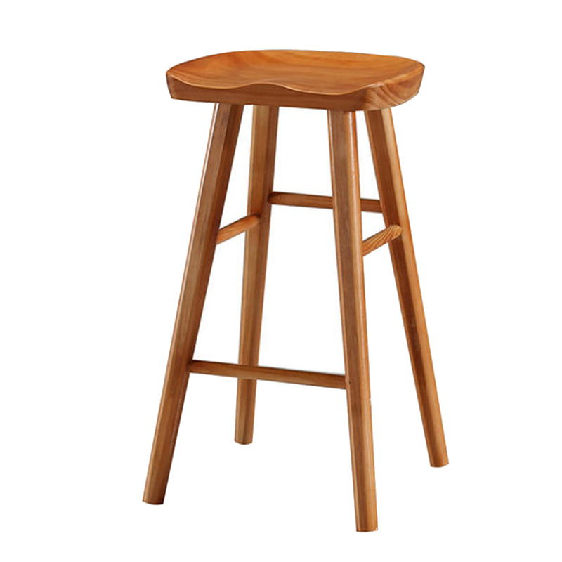 Modern Wood Bar Stool Contoured Seat Backless Indoor Footrest Counter Stool Distressed Wood 1 Piece Counter Stool(26"H) Clearhalo 'Bar Furniture' 'Bar Stools' 'bar_stools' 'furn' 'furn_bar_stools' 'furniture_bar_stools' 'Kitchen & Dining Furniture' 'kitchen&dining_furn' 'kitchen' 'kitchen_furn' Furniture' 4186158